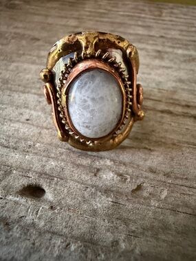 Mixed-Metal copper White Stone Statement Ring — Gold & Copper Accent